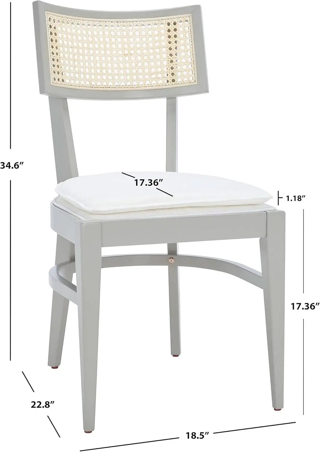 Coastal Grey Cane Seat Cushion Dining Chair For Kitchen from PriceLows™
