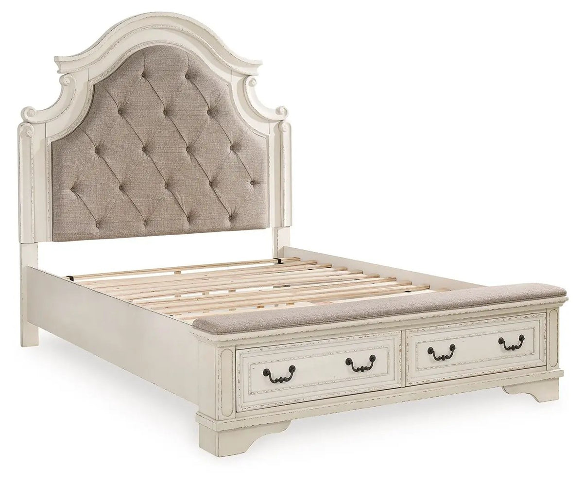 Realyn Upholstered Storage Bed | Cottage Style | Ornate Headboard | 70.88 Inch Height