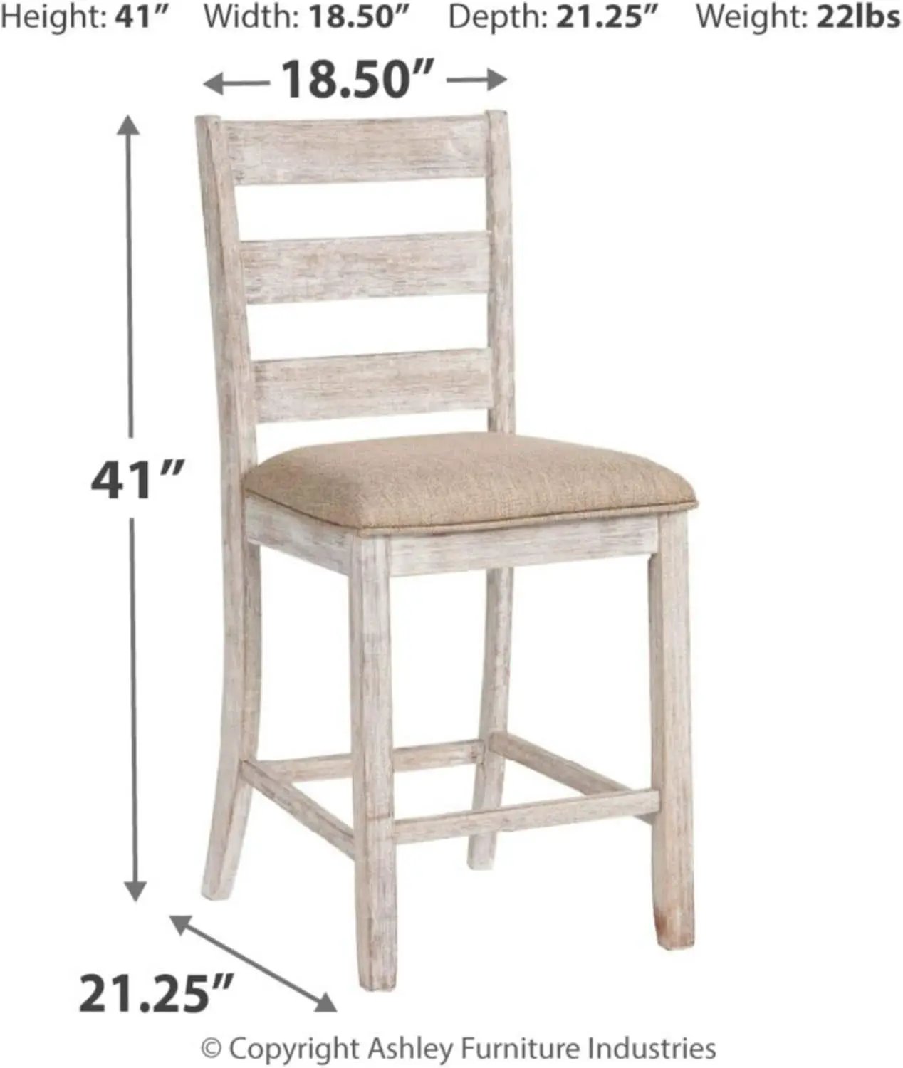 Skempton 24in Counter Height Bar Stool Antique White from PriceLows™