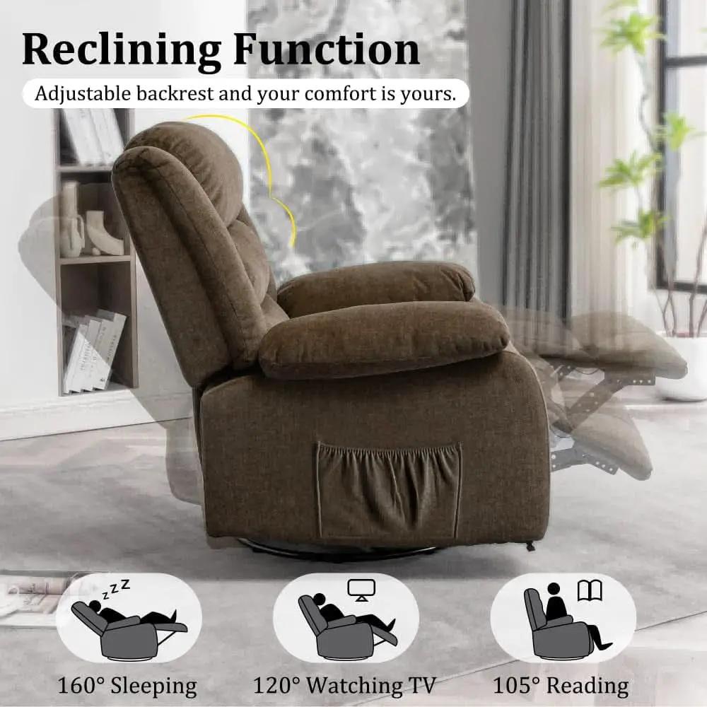 Brown Recliner Chair With 360 Swivel For Home Comfort from PriceLows™