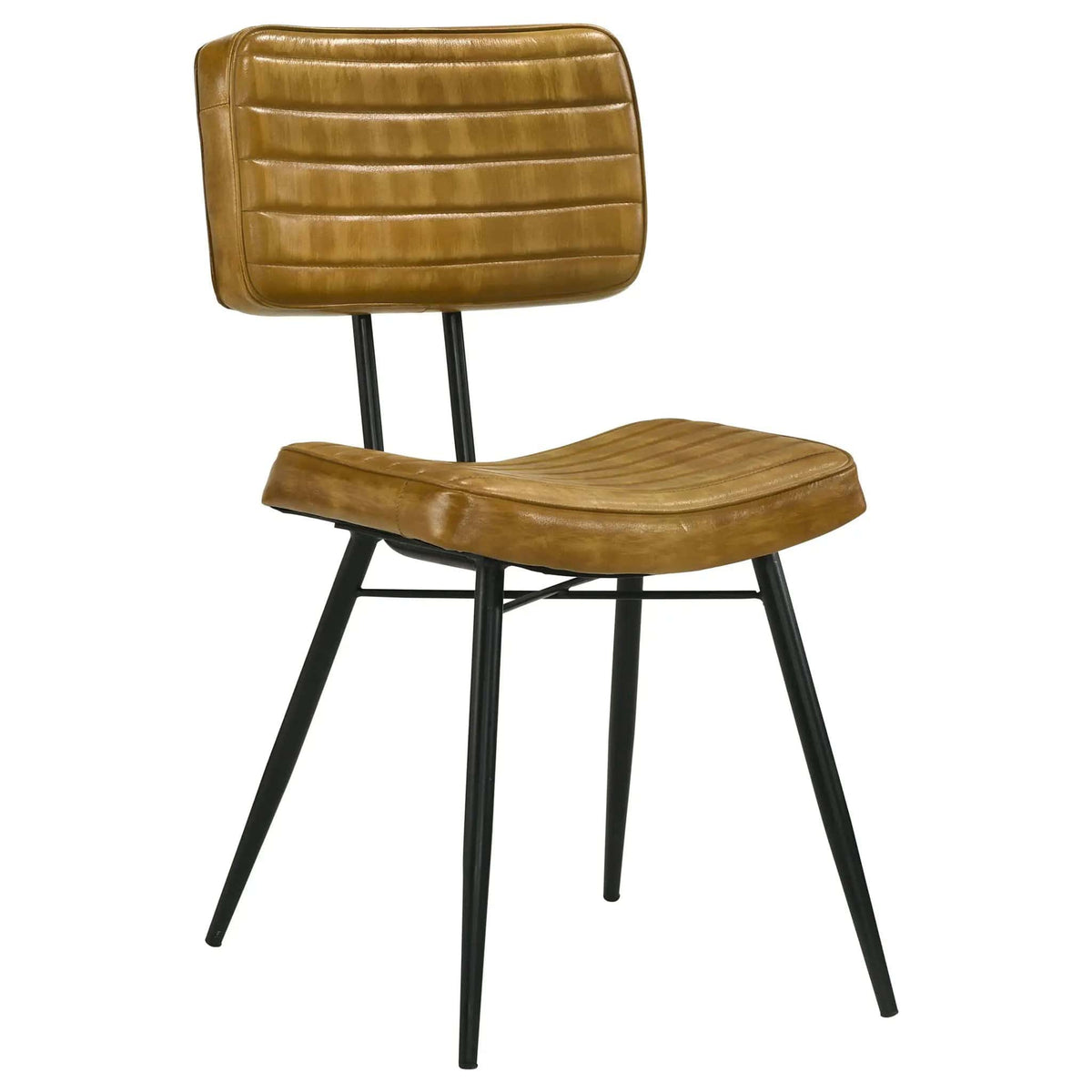 Misty Leather Upholstered Dining Side Chair Camel (Set of 2) | 17.75 x 17.75 x 33.75 in | Leather & Metal | Dining Room