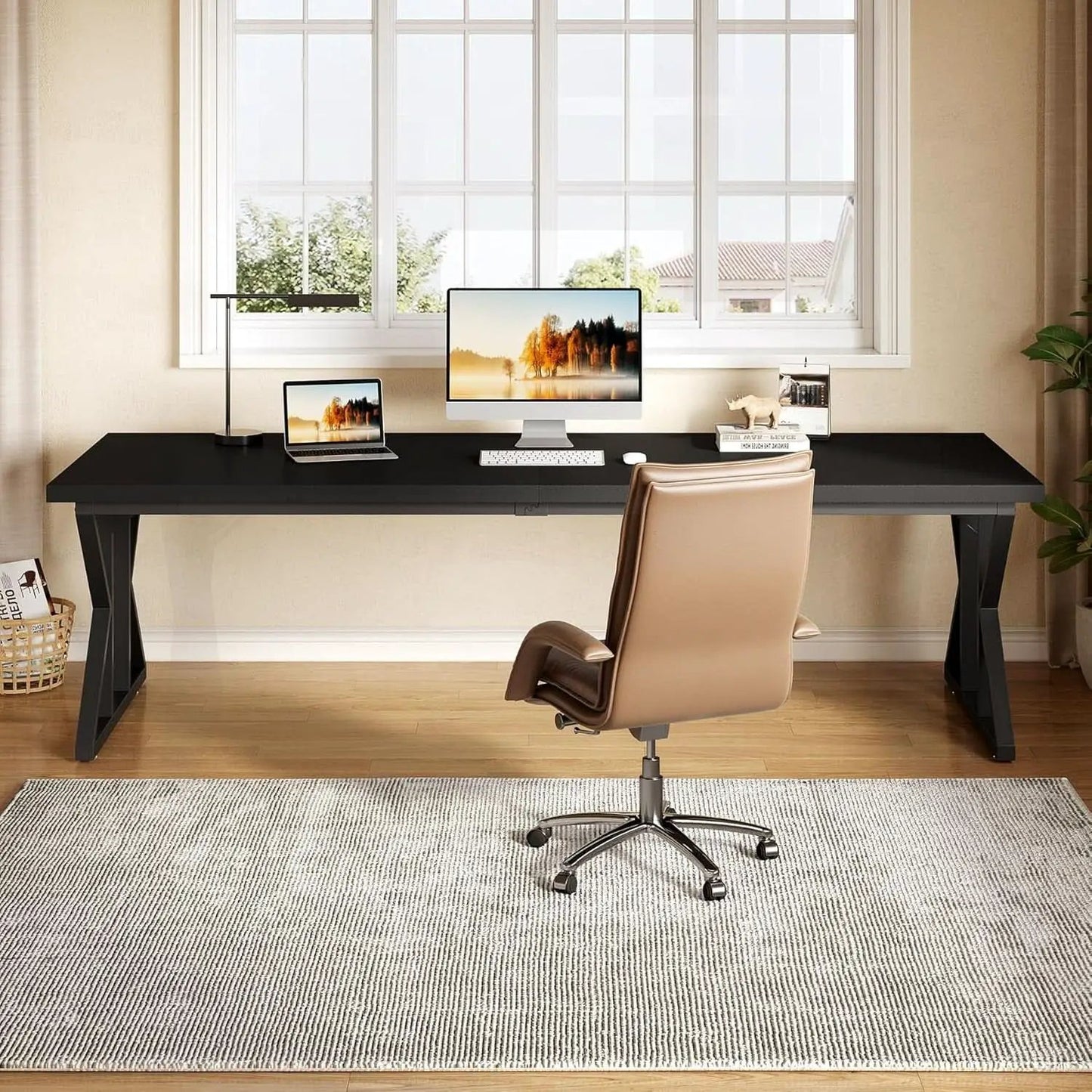 78.7 Inch Large Black Executive Desk Office Workstation from PriceLows™