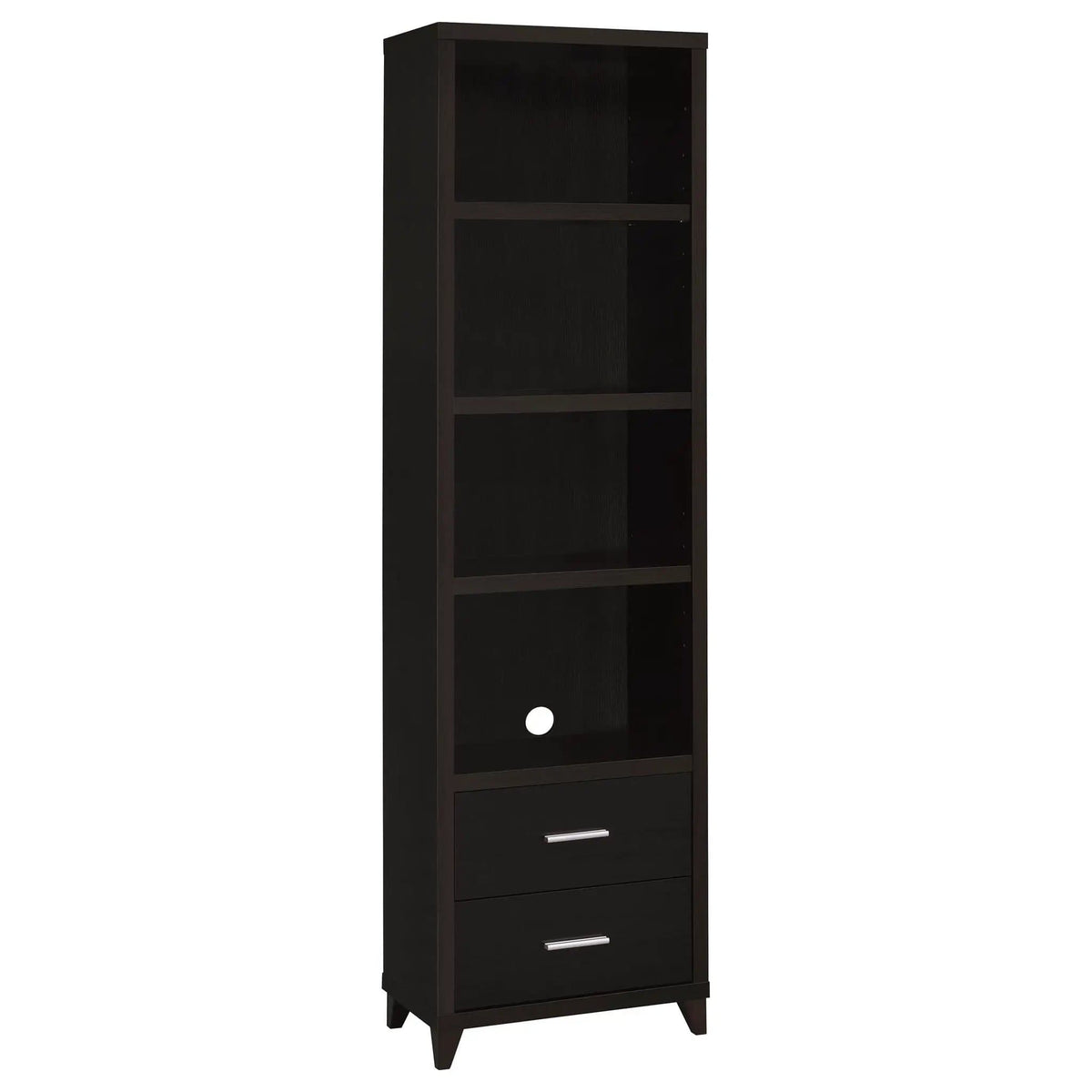 Lewes 4-shelf Engineered Wood Media Tower Pier | 21.25 x 11.5 x 76 in | Engineered Wood | Cappuccino