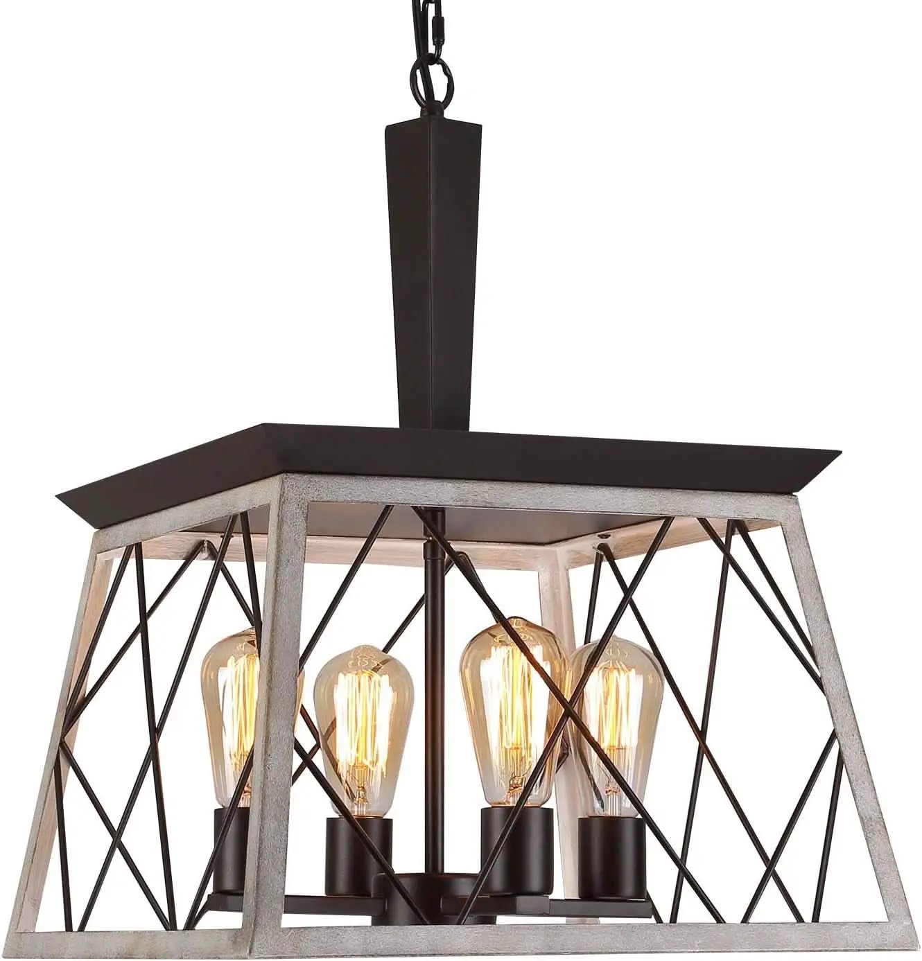 4 Light Farmhouse Vintage Chandelier White Oak Finish from PriceLows™