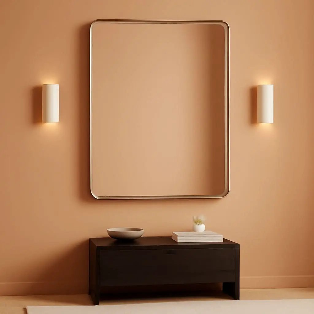 24 By 30 Inch Brushed Nickel Wall Mounted Bathroom Mirror Hangs Horizontally Or Vertically from PriceLows™