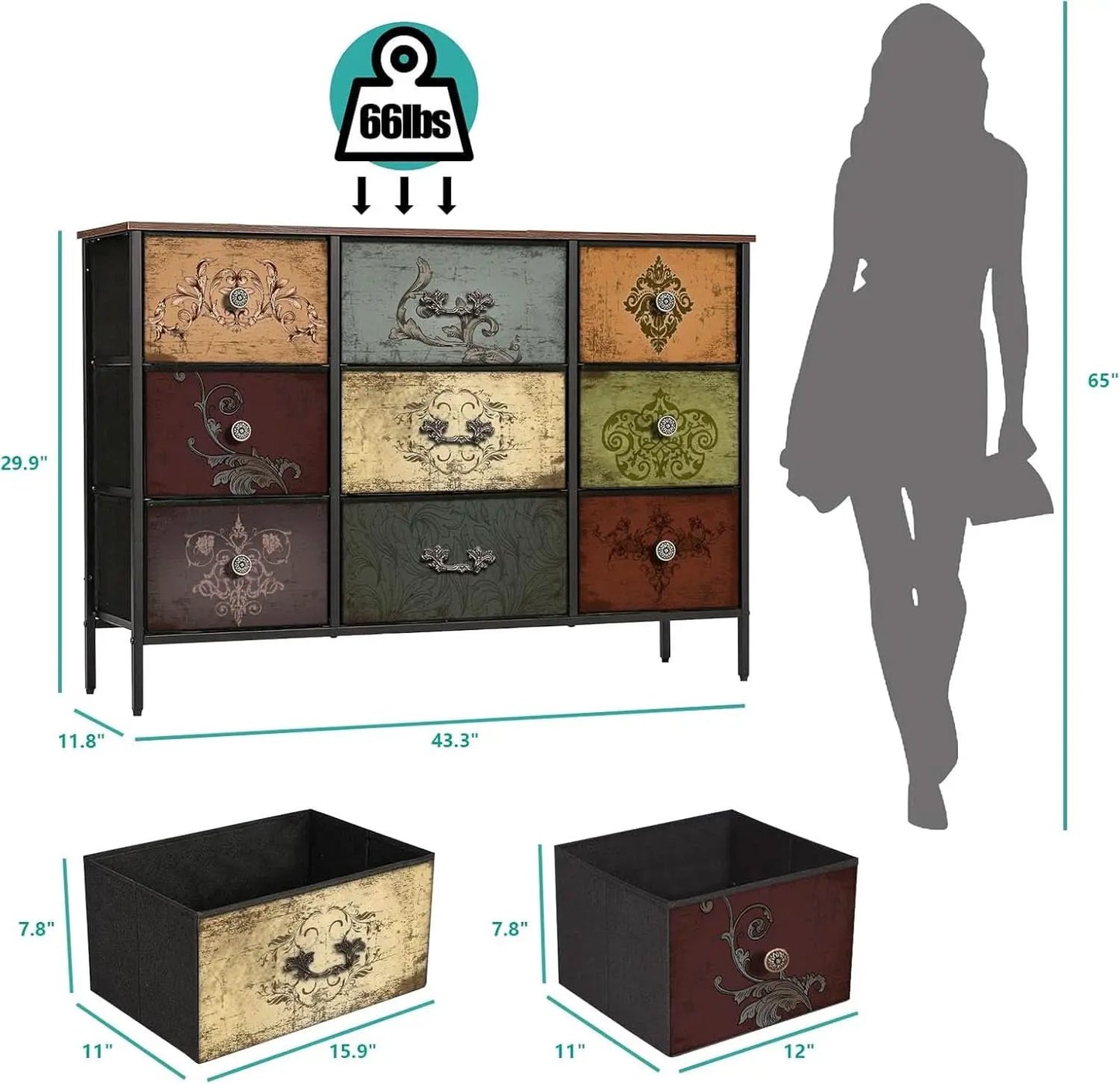 Premium 9-Drawer Dresser With Extra-Large TV Stand from PriceLows™