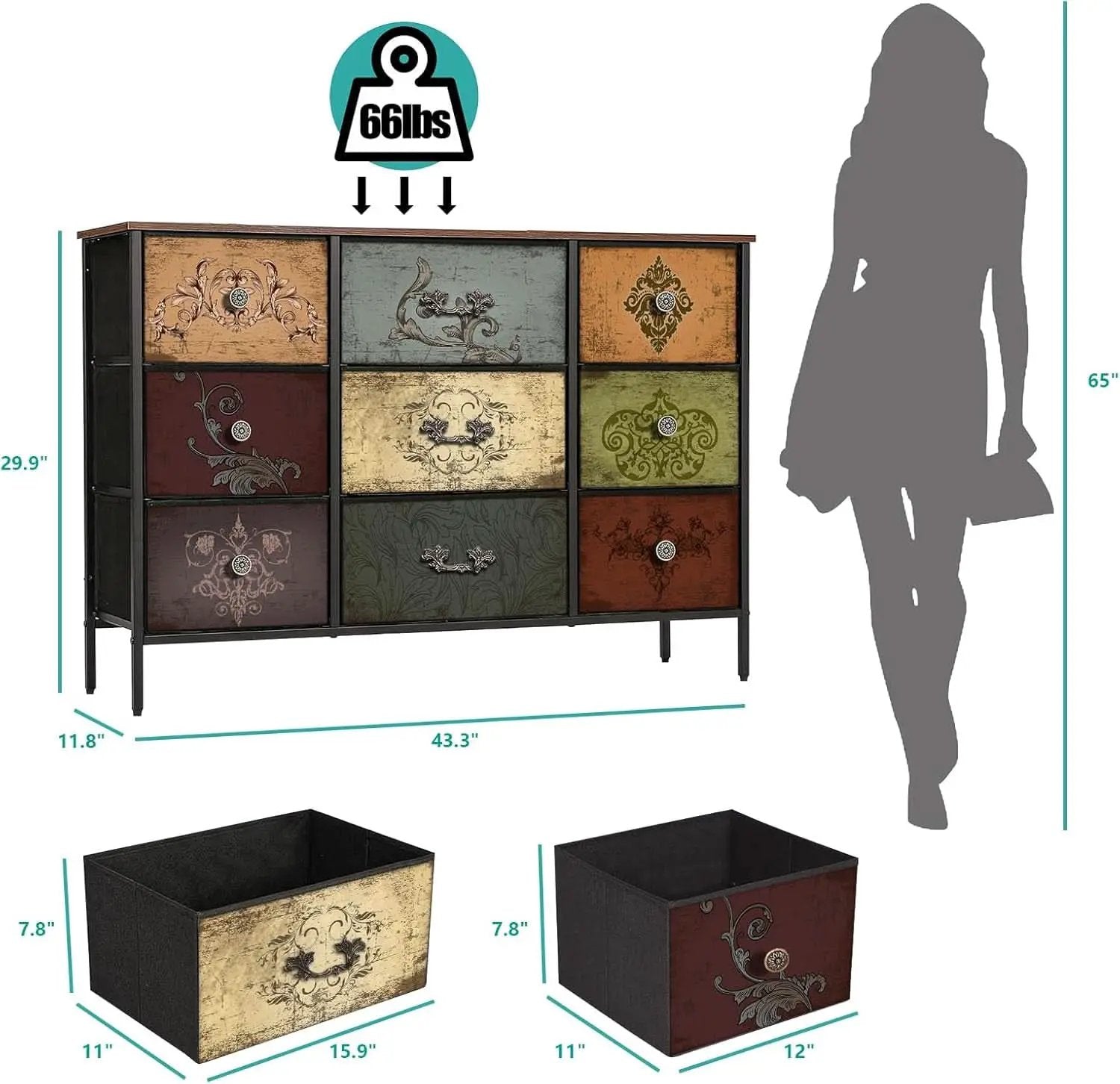 Premium 9-Drawer Dresser With Extra-Large TV Stand from PriceLows™