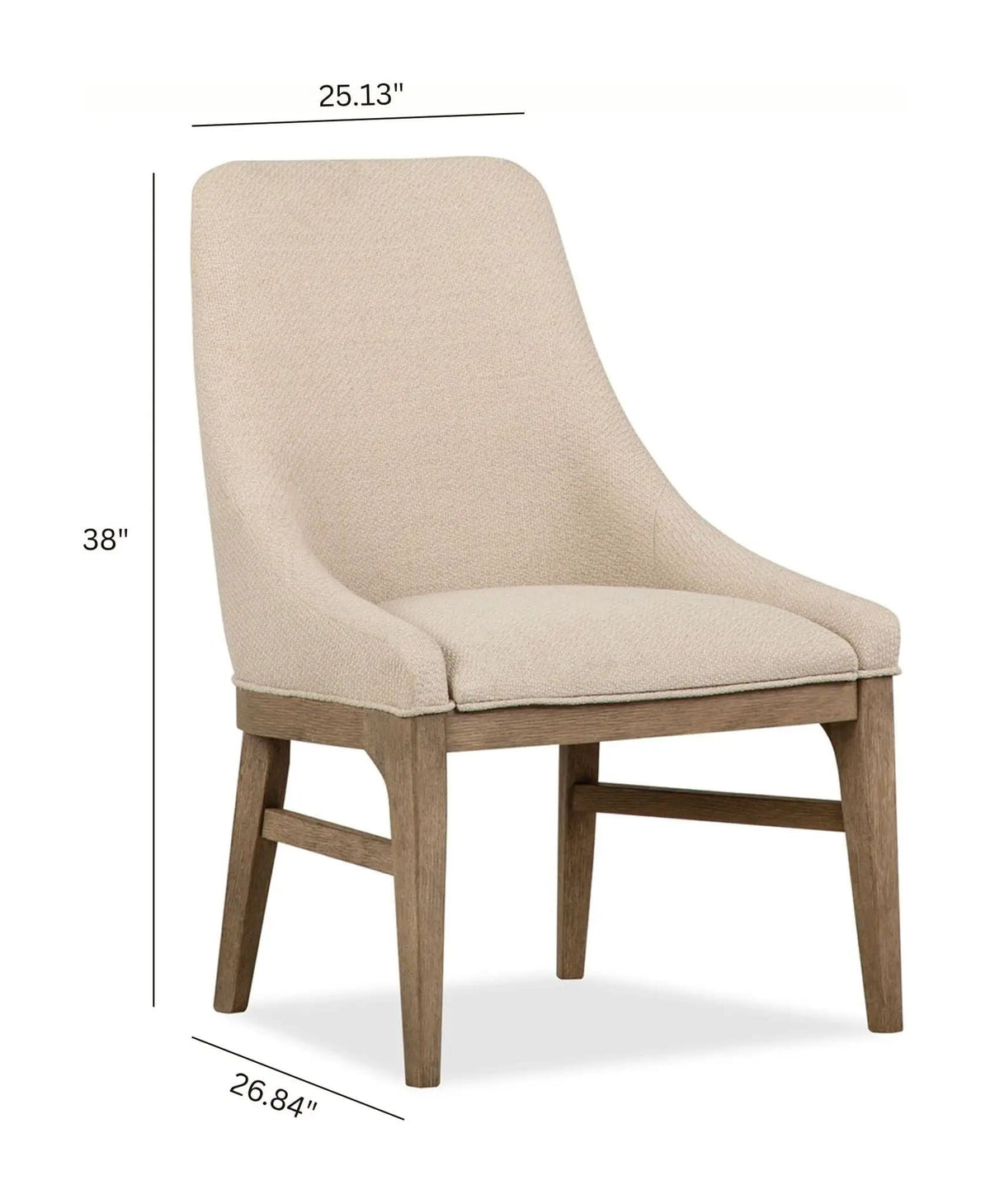 Tristan Upholstered Arm Chair (Set of 2) | 26.84 x 25.13 x 38 in | Oak Veneer & Metal | Swiss Coffee