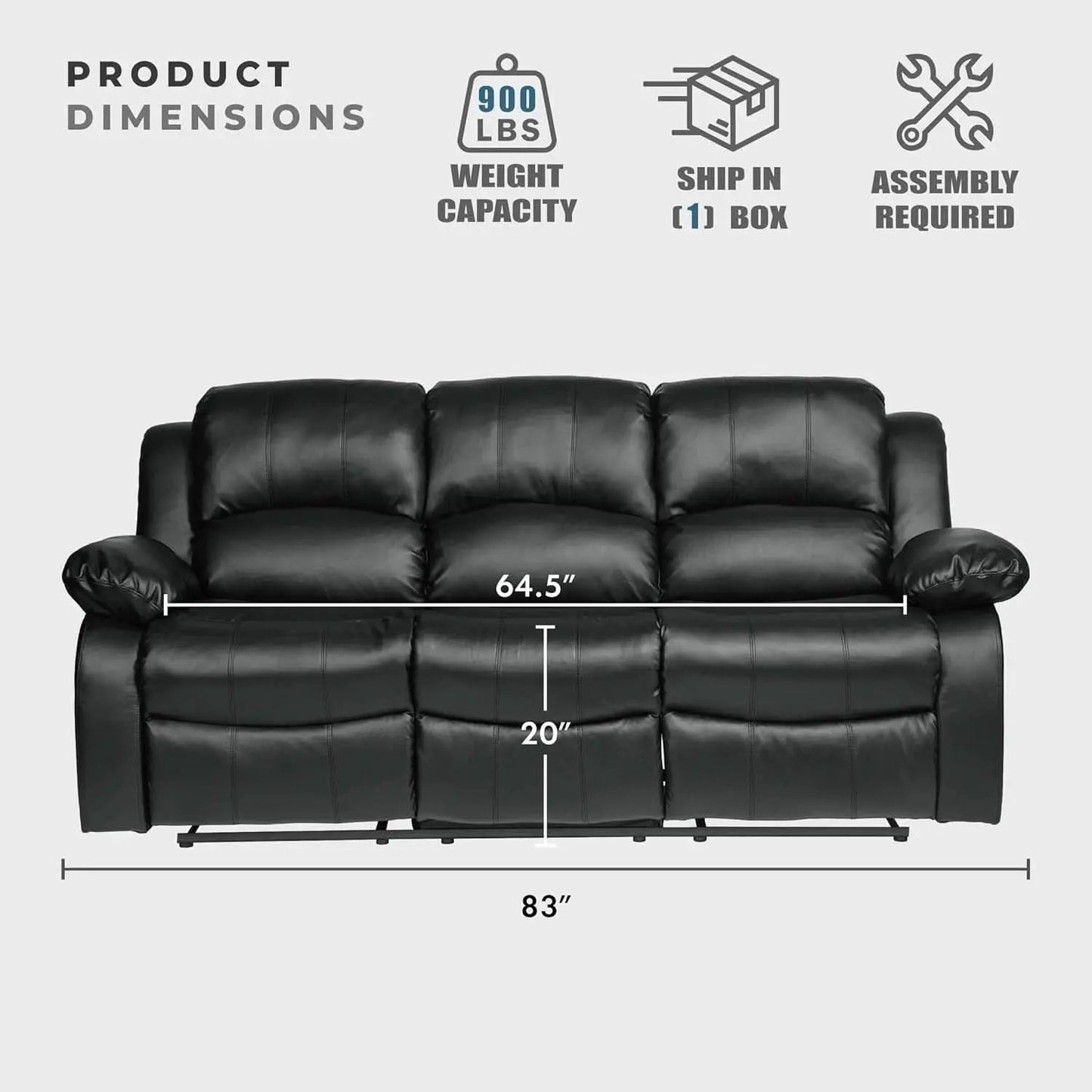 Humphreys Double Reclining Loveseat Black Faux Leather from PriceLows™
