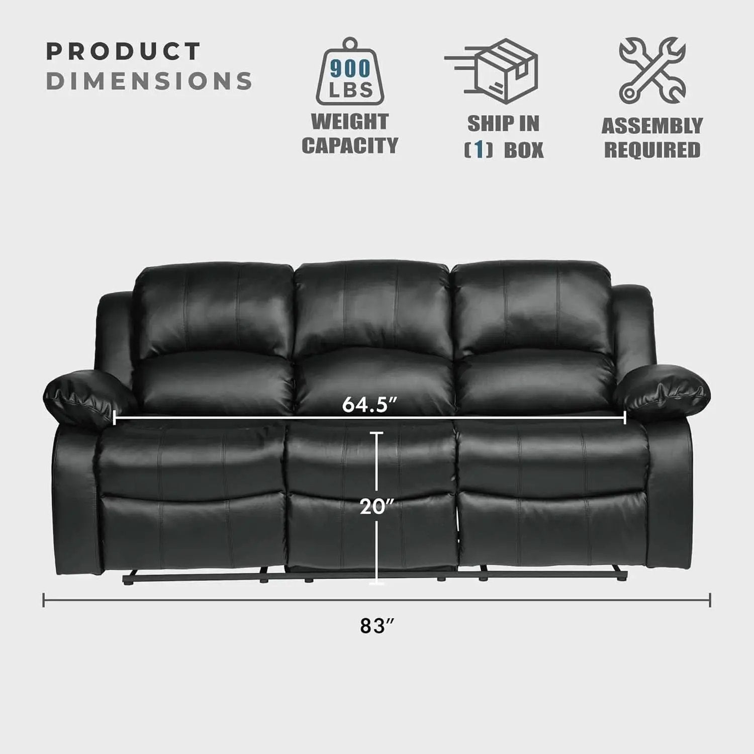 Humphreys Double Reclining Loveseat Black Faux Leather from PriceLows™