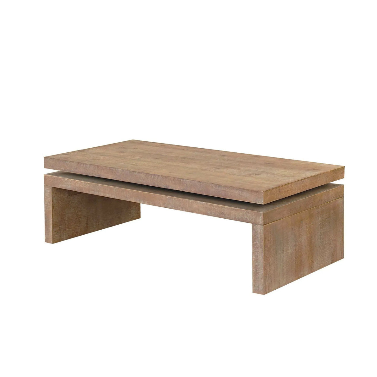 Rectangular Center Table | Solid Engineered Wood | Layered Silhouette | Distinctive Wood Grain