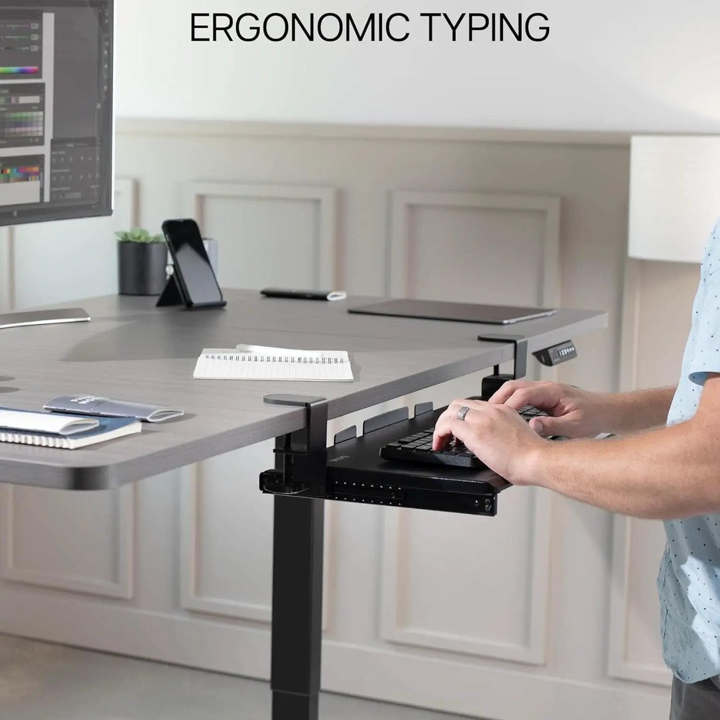 Under Desk Keyboard Tray 27x11 Inch C Clamp Mount Black from PriceLows™