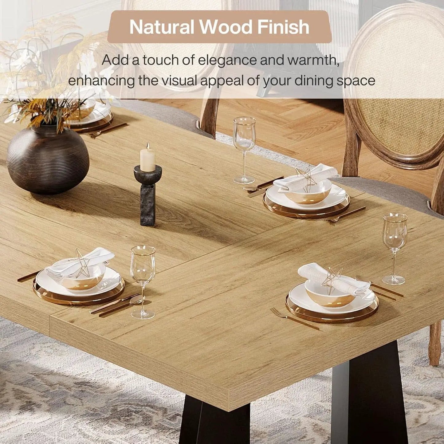 Oak And Black Rustic Dining Table 70.9 Inch For 6 To 8 People from PriceLows™