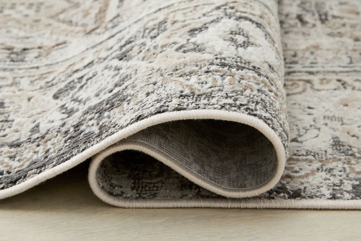 Junley Area Rug | 94 x 120 Inch | Aztec-Inspired Design | Neutral Tones