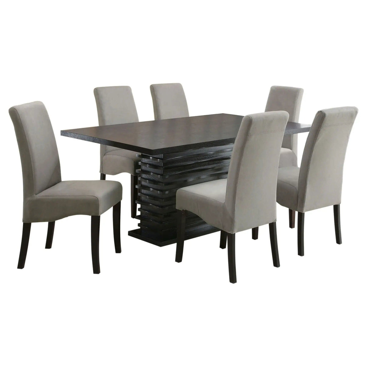 Stanton 7-piece Rectangular Dining Table Set | 7-Piece Set | Rubberwood & Engineered Wood | Grey