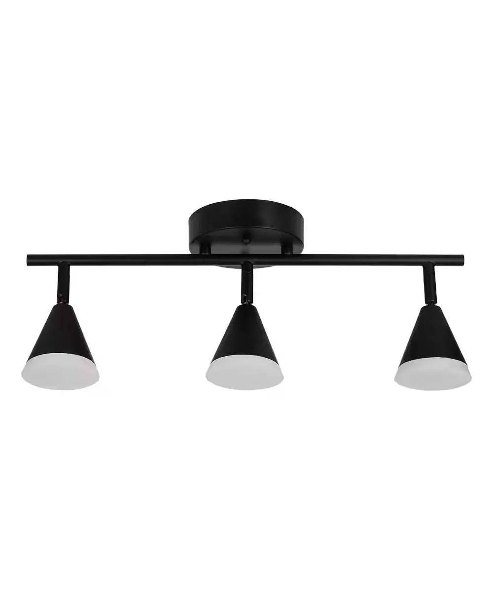 Track Light Fixture | 19 Inch 3 Light | Matte Black | Frosted Acrylic