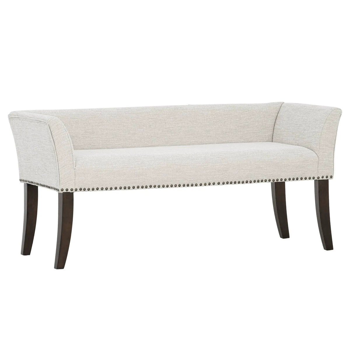 Welburn Upholstered Bench | Padded Low Back | Flared Arms | High-Density Foam And Fiber Fill