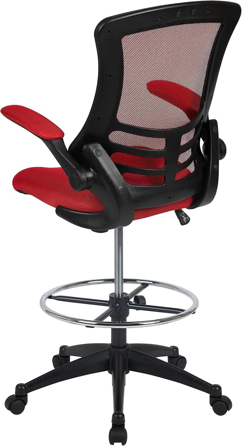 Kelista Red Mid Back Swivel Office Chair With Flip Armrests from PriceLows™