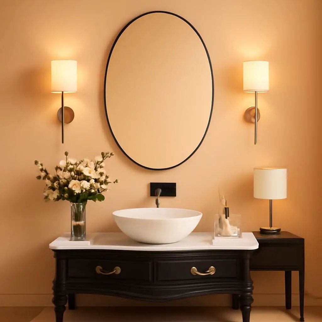 Oval Mirror 20x30 Black Bathroom Vanity Wall Mount from PriceLows™