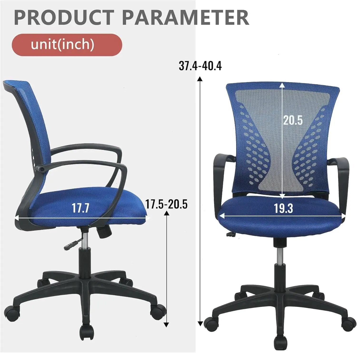 Blue Ergonomic Mesh Back Gaming Chair With Lumbar Support from PriceLows™