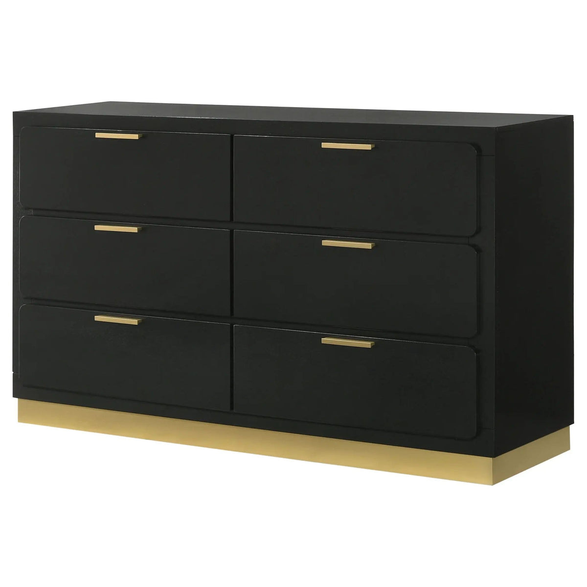 Caraway 6-drawer Dresser | 59 x 17.25 x 34.75 in | Rubberwood & Engineered Wood | Black