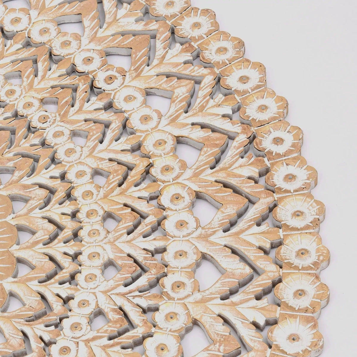 Floral Hand Carved Mandala Round Wall Decor Brown / Antique | 48 x 0.66 x 48 in | Home Furniture | White