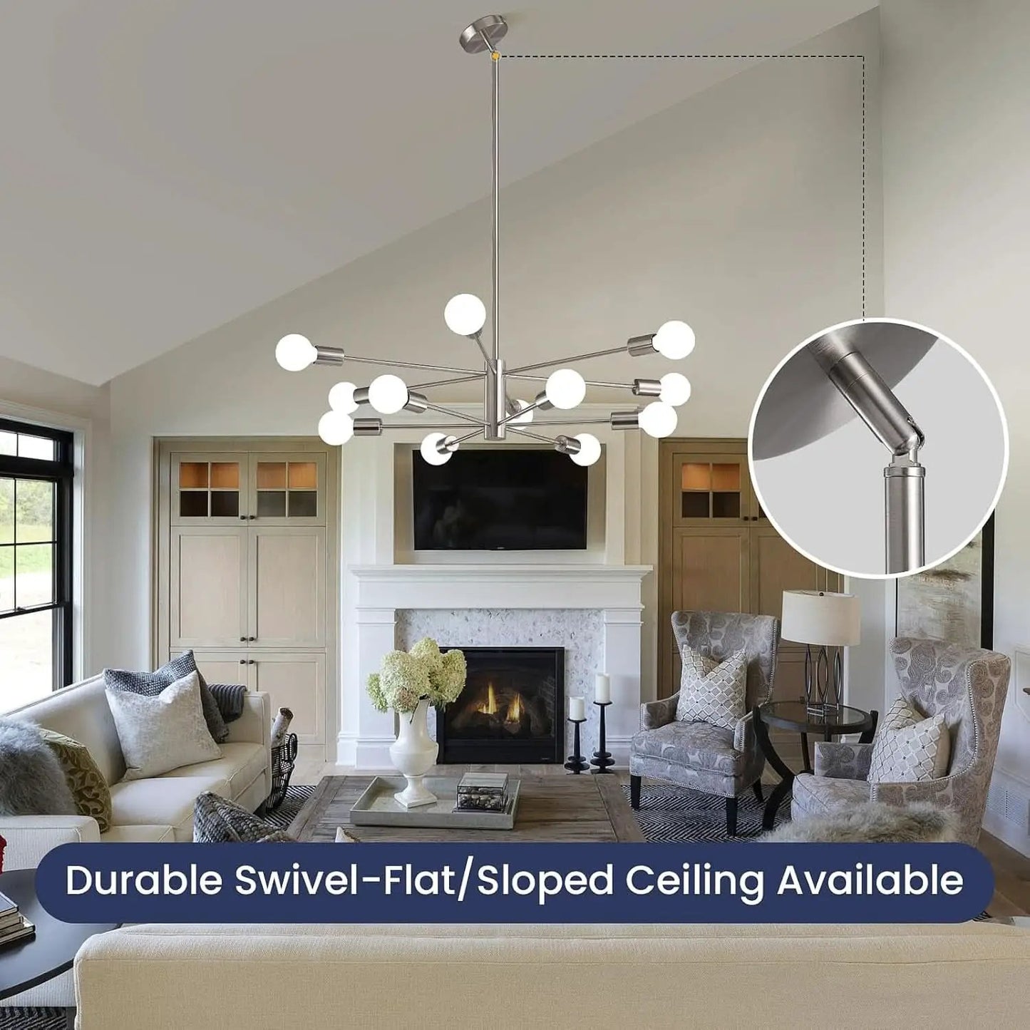 Sputnik 12 Light Brushed Nickel Chandelier For Dining Room from PriceLows™