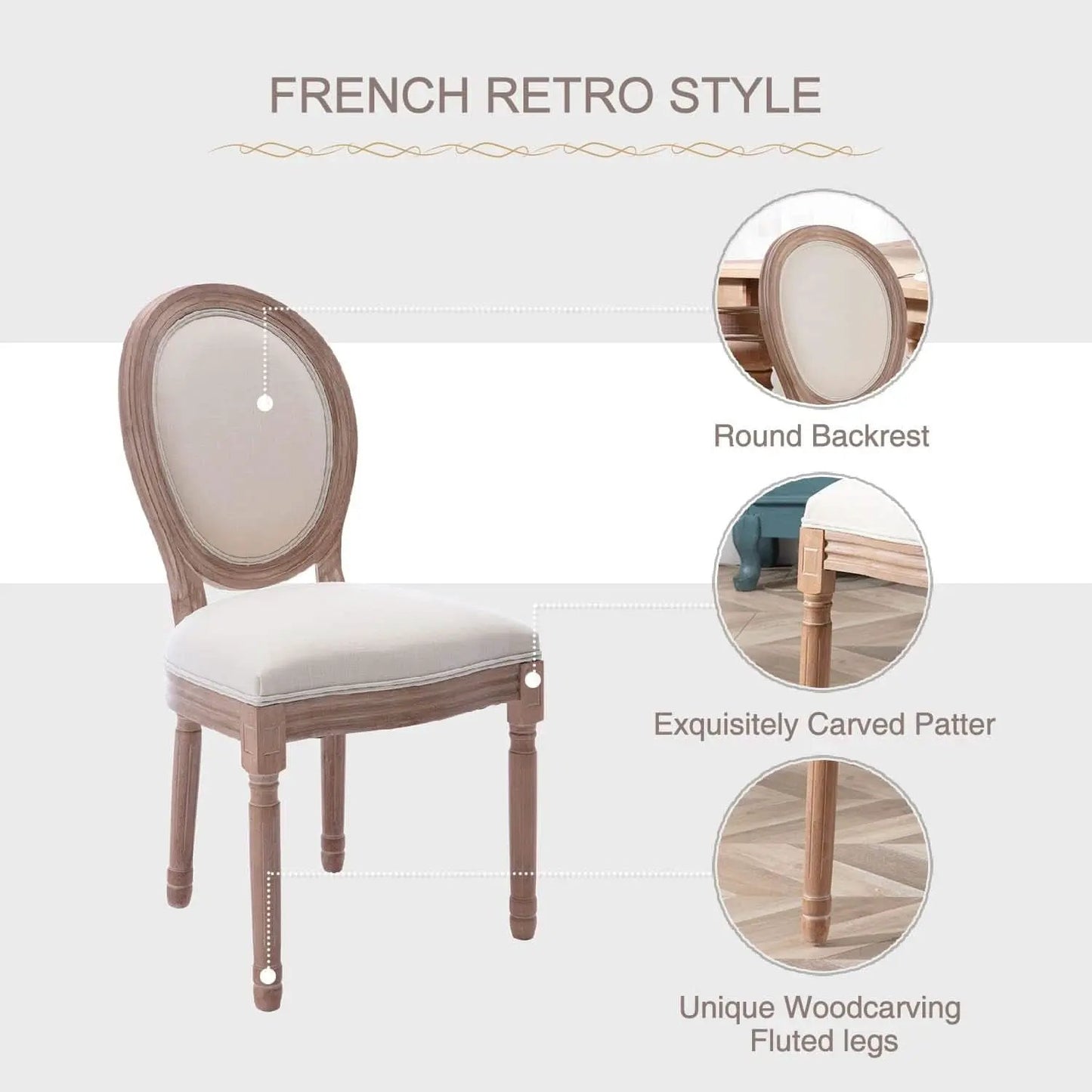 French Country Dining Chairs Set Of 4 With Carved Solid Wood Frames from PriceLows™