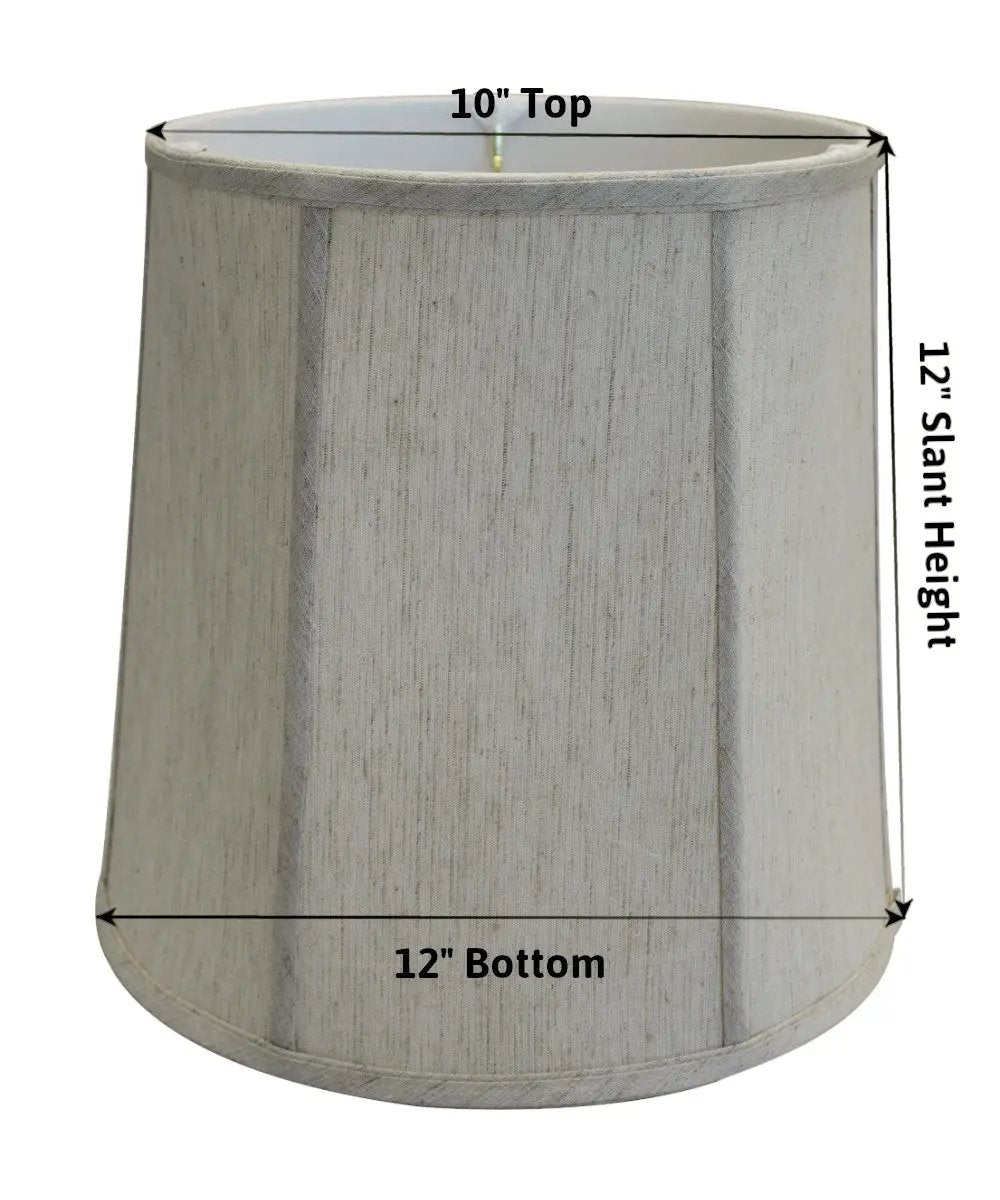 Drum Lamp Shade | Textured Oatmeal Shantung | Soft Back | 12 Inch Round