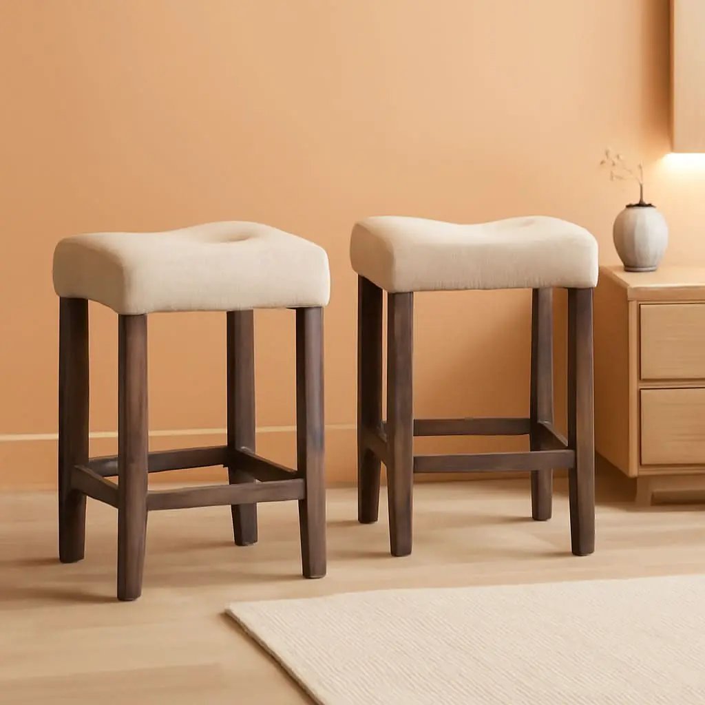 Sora Button Tufted Counter Height Bar Stools Set Of 2 Taupe from PriceLows™
