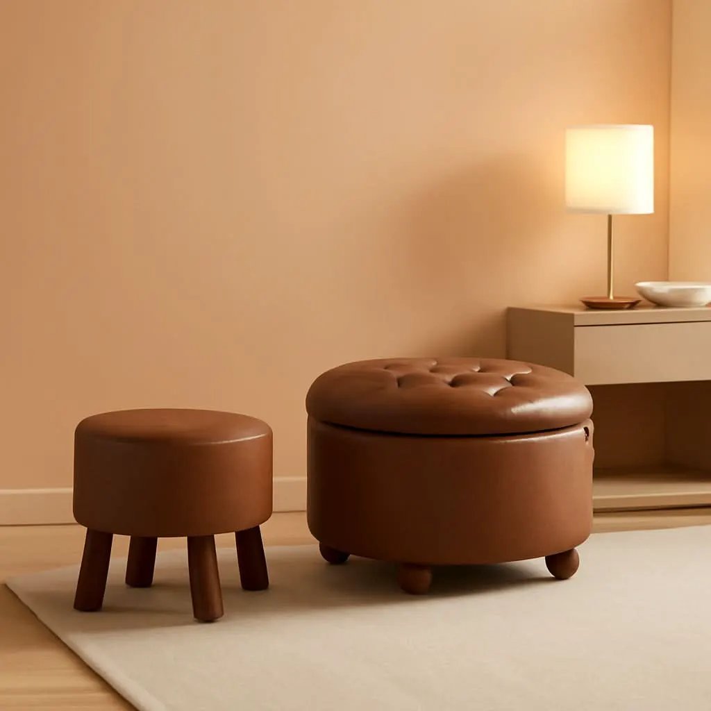 Twenty FourInch Round PU Leatherette Storage Ottoman from PriceLows™