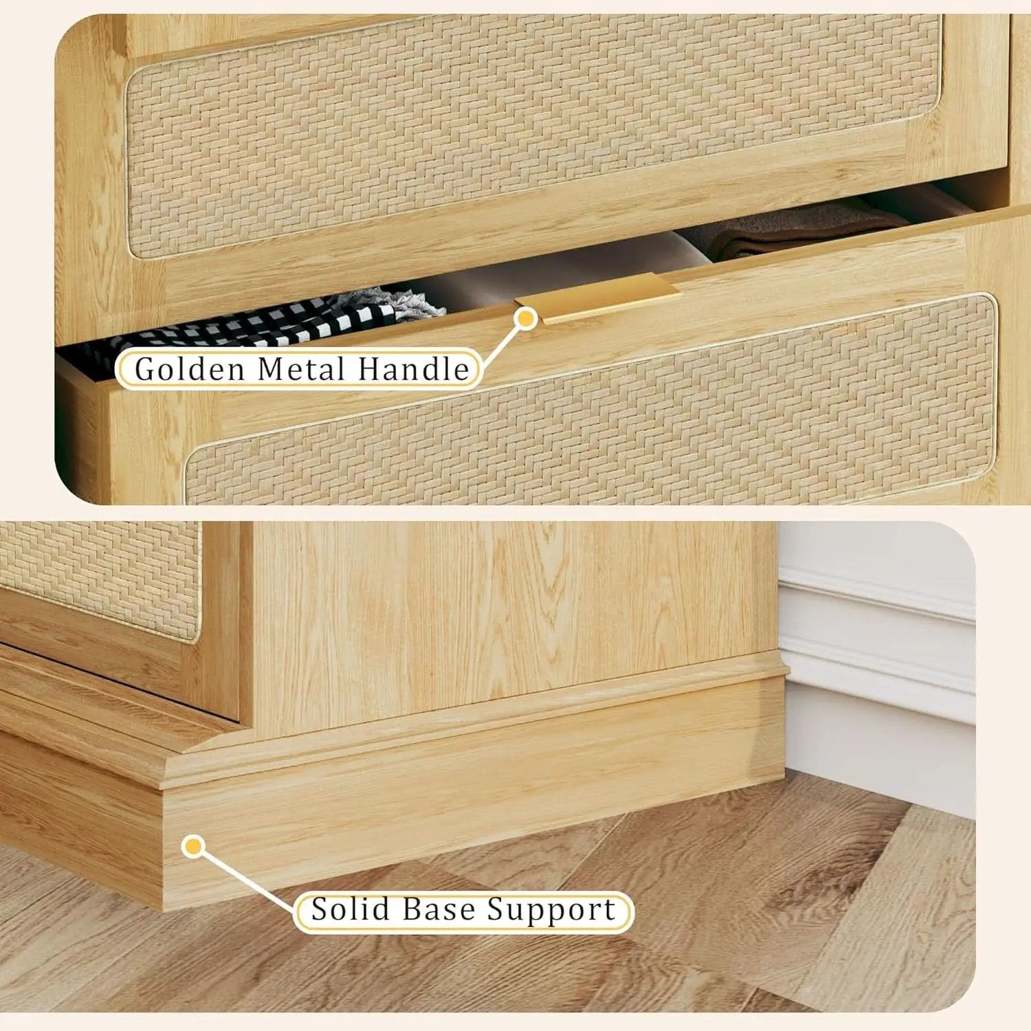 60 Inch SolidOak BohoInspired Dresser With Drawers from PriceLows™