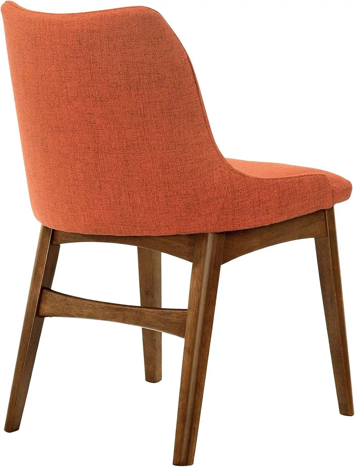 Orange Fabric and Walnut Wood Dining Side Chairs Set of 2 from PriceLows™