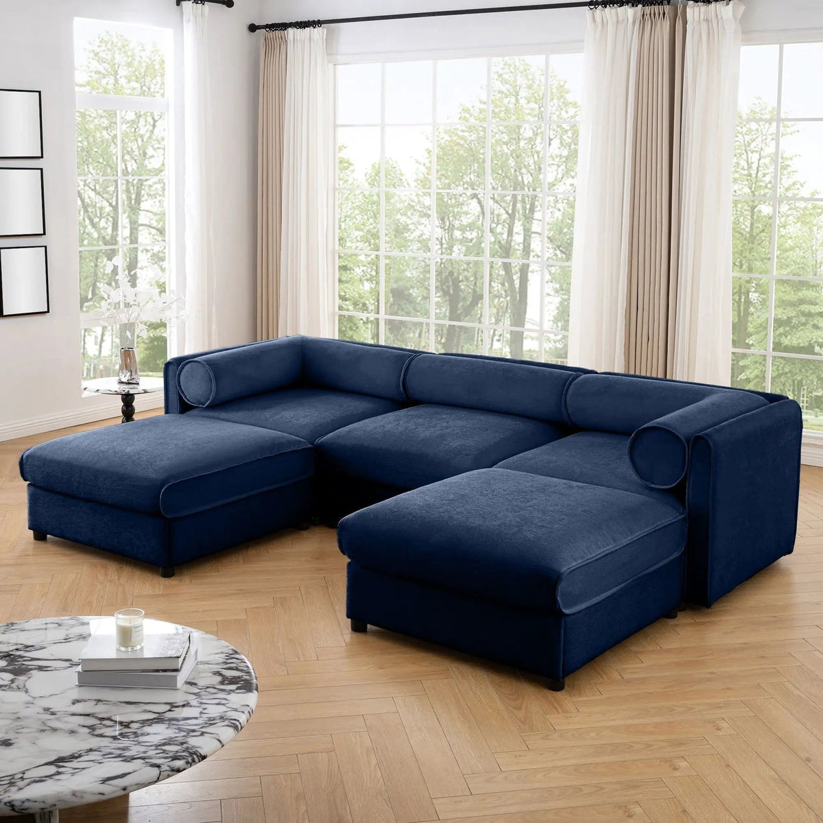 Contemporary Elegant Sofa With Storage And Ottoman 2 Piece Living Room Set | 2 Piece Living Room Set | Living Room Furniture | Living Room