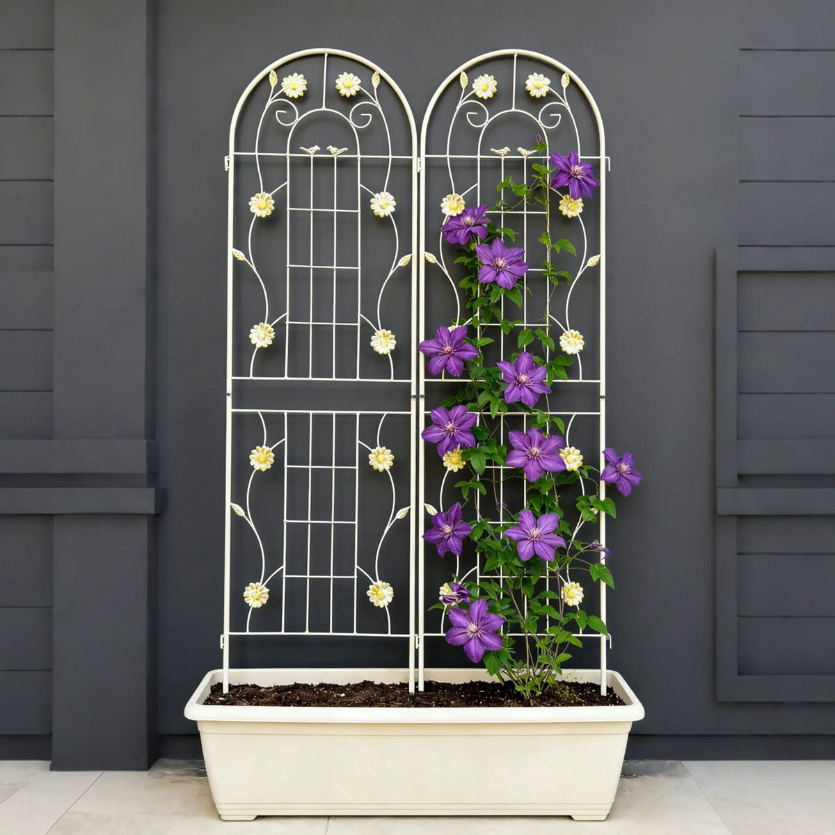 Metal Garden Trellis | Galvanized Steel | Powder Coated | 4 Piece Set