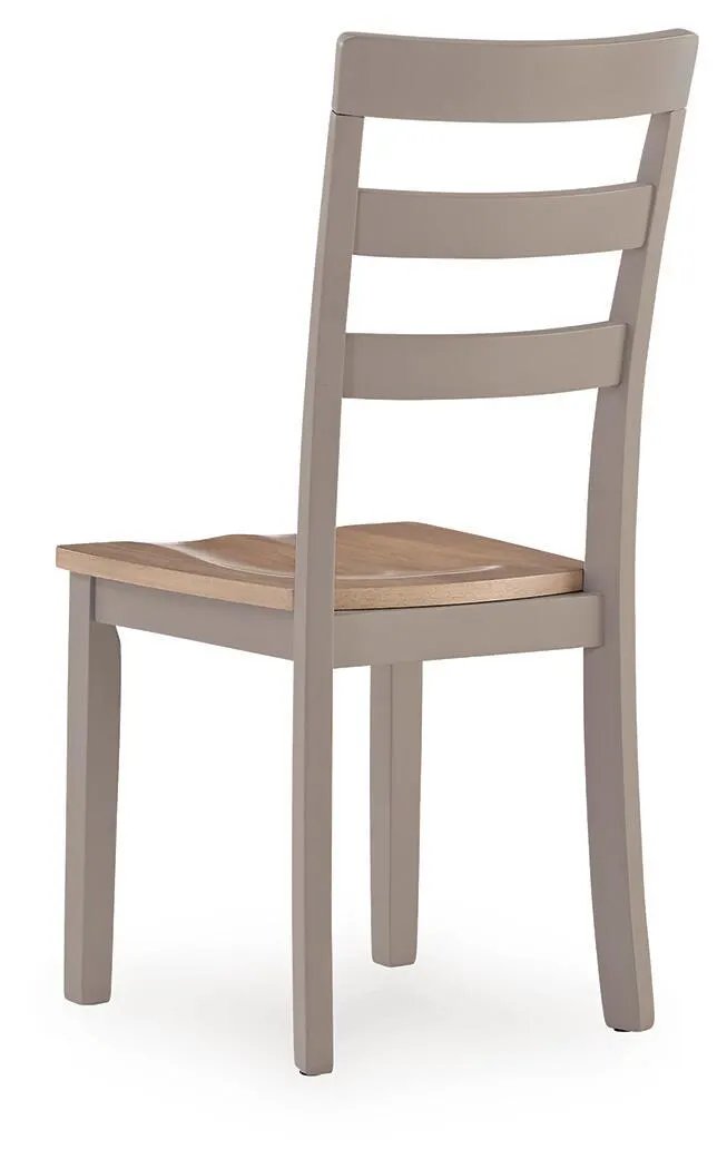 Dining Room Side Chair | Gray Frame | Natural Wood Seat | Set Of 2
