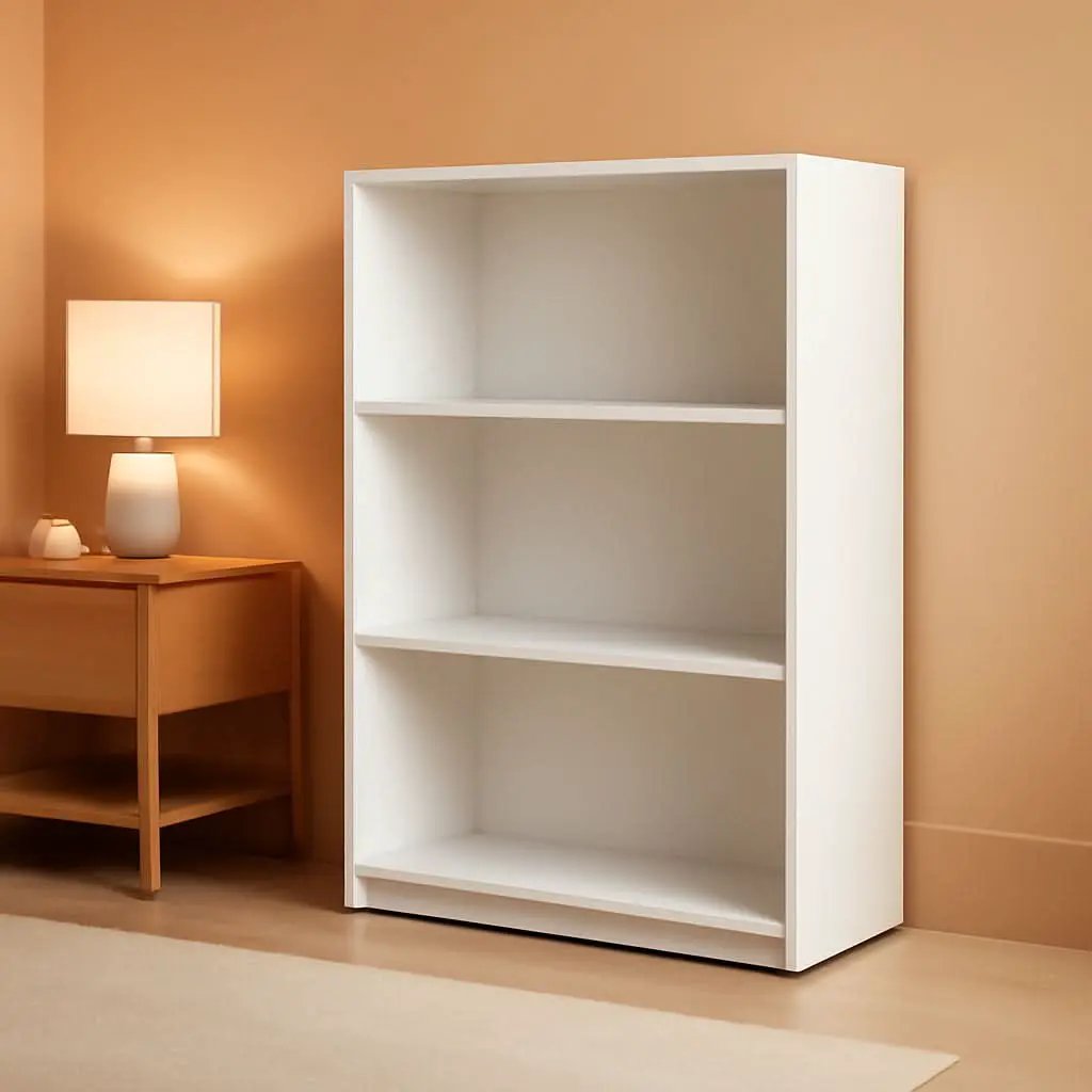 Soft White 3 Tier Bookcase With Open Shelves Living Room from PriceLows™