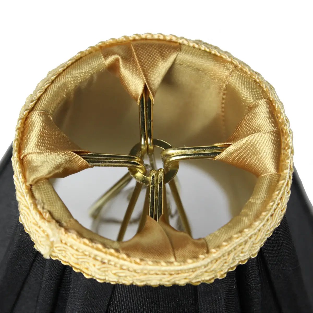 Clip On Lamp Shades | 5 Inch Square | Black With Gold Liner | Set Of 6