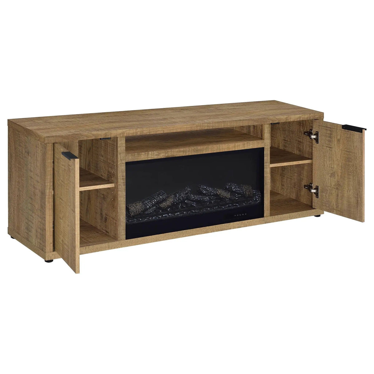 Fuller 60-inch 2-door TV Stand Fireplace Media Console Mango | 60 x 15.5 x 22 in | Mango Wood & Veneer | Living Room