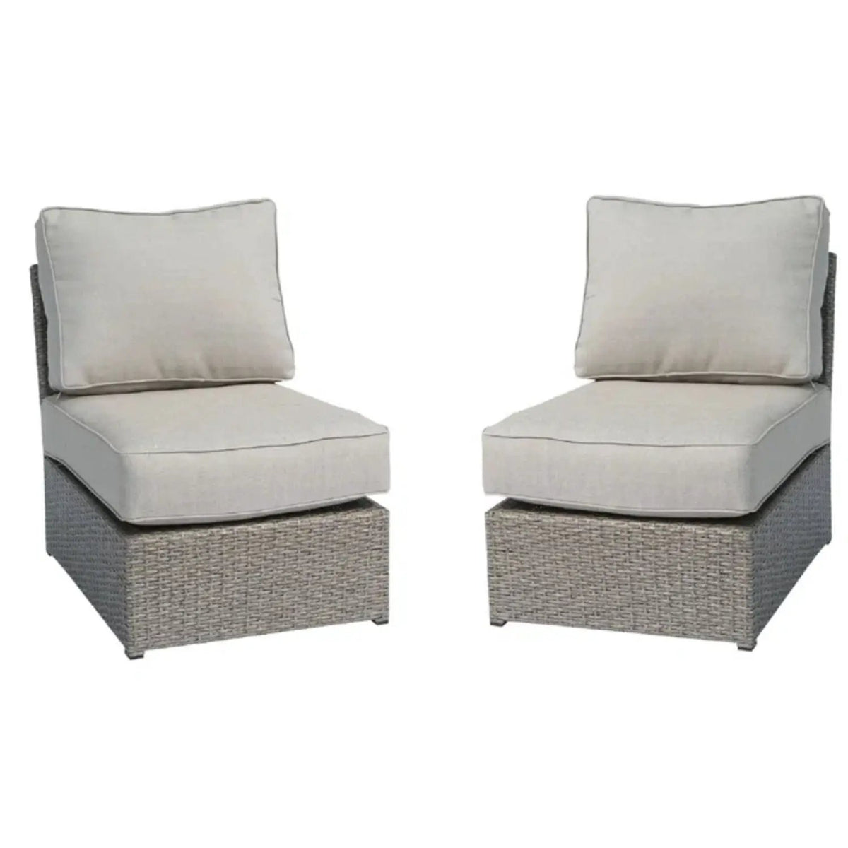Armless Patio Chair | Cushions Included | Aluminum Inner Frame | Woven Wicker Base