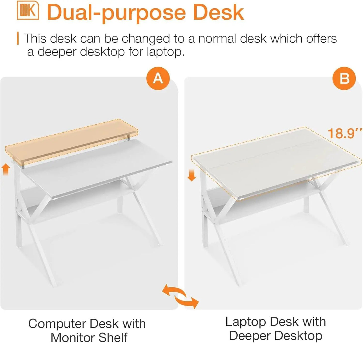 27.5 Inch White Computer Desk With Storage Shelves from PriceLows™