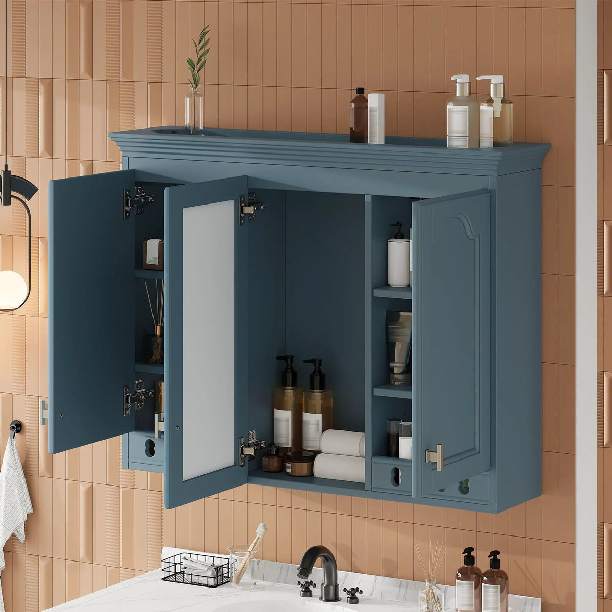 Wall Mount Mirror Cabinet | Adjustable Shelves | Soft Closing Hinges