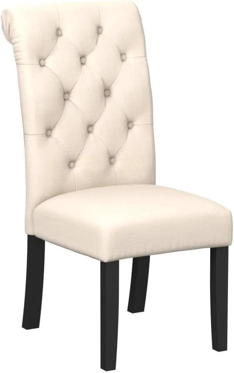 Tufted Solid Wood Dining Chairs Tan Set Of 2 Modern from PriceLows™