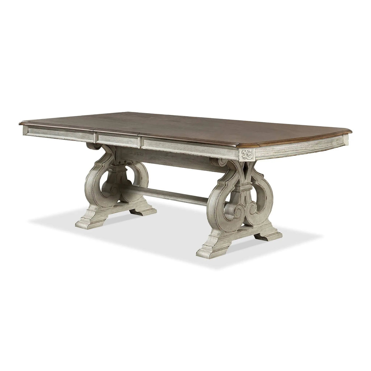 Rustic Dining Set | 96 Inch Table | Upholstered Chairs | Intricate Wood Inlay Details
