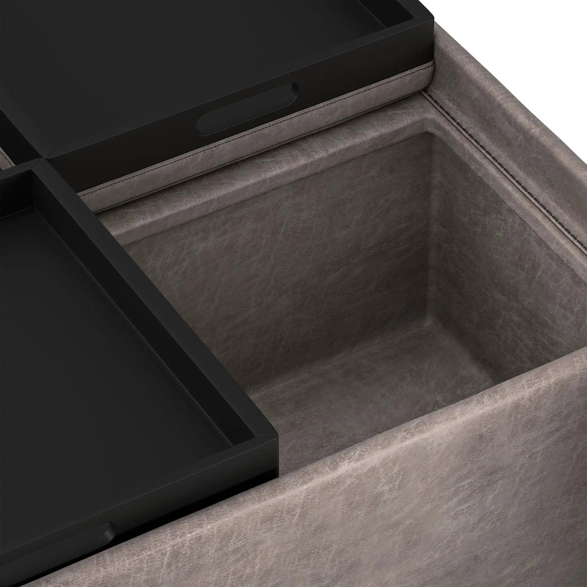 Avalon Square Storage Ottoman | Coffee Table Design | Four Flip Over Serving Trays | 35 Inch Width