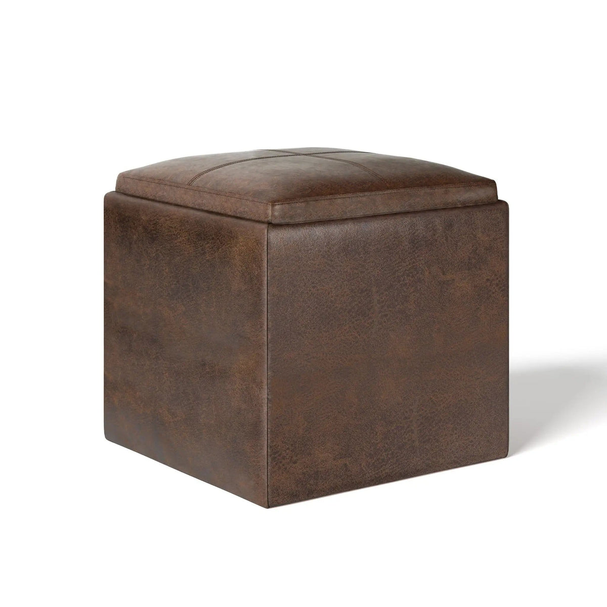 Rockwood Upholstered Cube Ottoman | Flip Over Serving Tray | Large Interior Storage | 16.9 Inch Cube