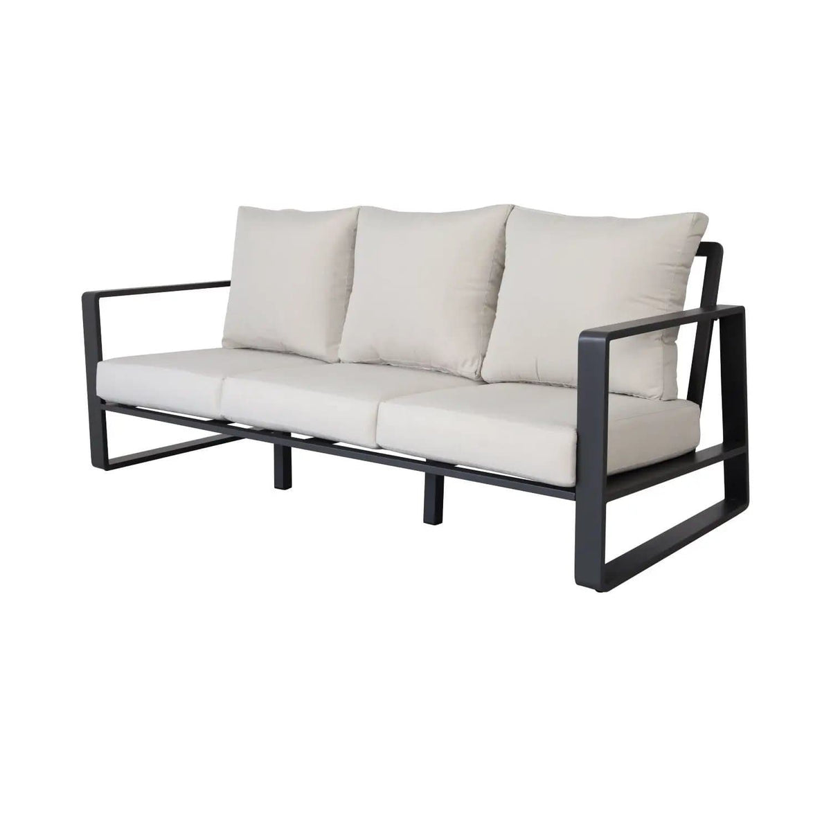 3 Person Sofa With Rectangular Coffee Table, Cushions Tino Tino - 2 Piece Outdoor Set | 77.56 x 35.04 x 31.1 in | Aluminum | Beige