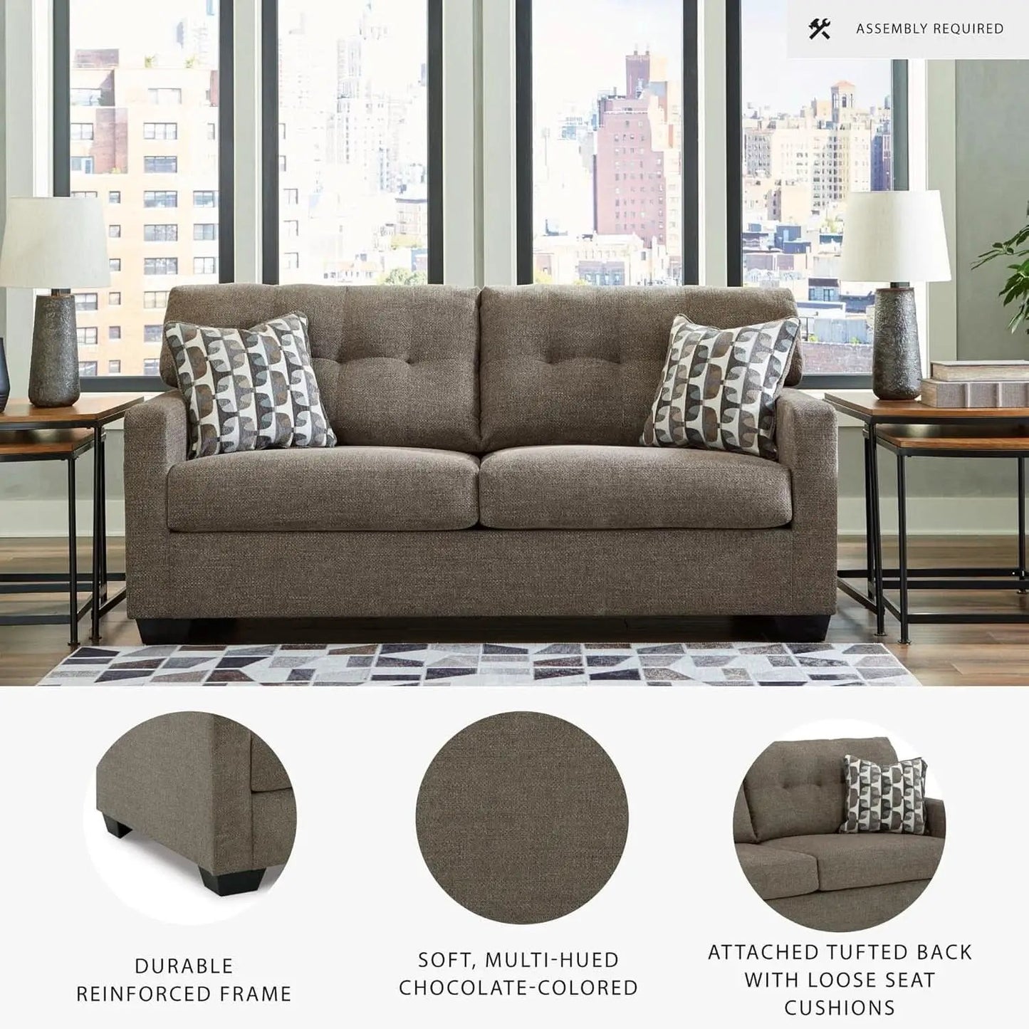 Contemporary Espresso Full Size Sofa Sleeper MemoryFoam from PriceLows™