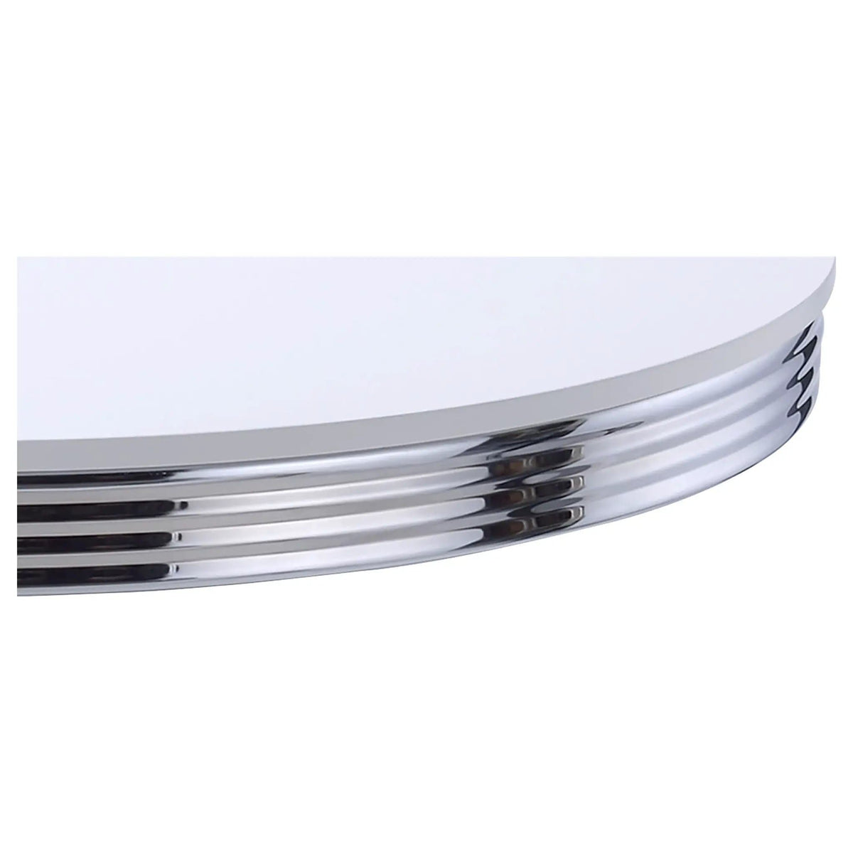 Retro Round 42-inch Wood Top Dining Table White and Chrome | 42 x 42 x 30 in | Engineered Wood & Veneer | Dining Room