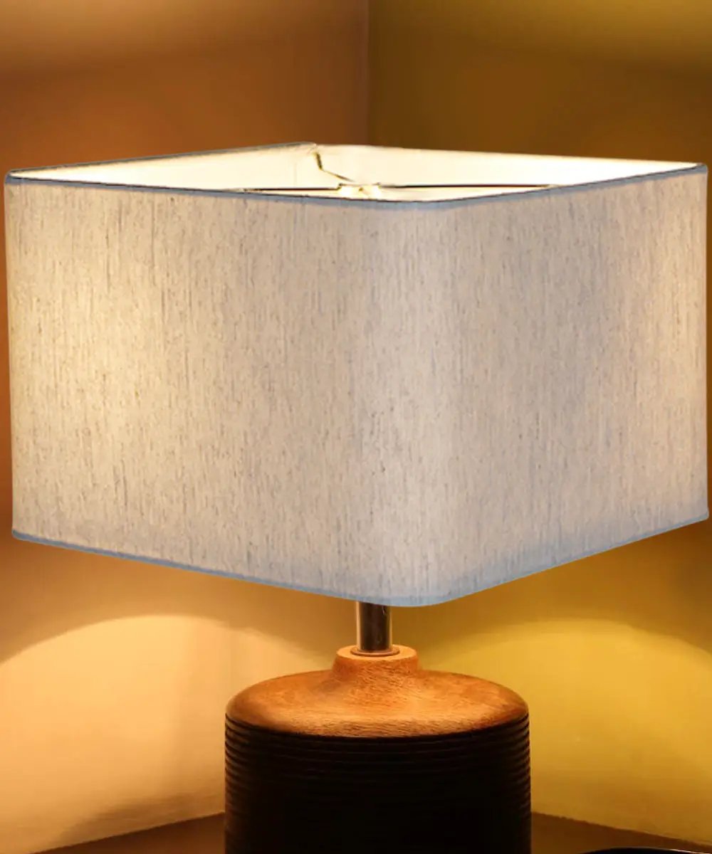 Square Lamp Shade | Rounded Corner Square | Textured Oatmeal Fabric | 16x16x10